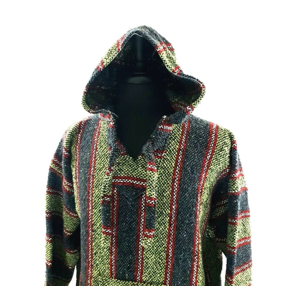 Mexican Baja Hoodie Mens XL Jumper Festival Hippie Boho Holiday Artesanias Vega - Picture 2 of 10